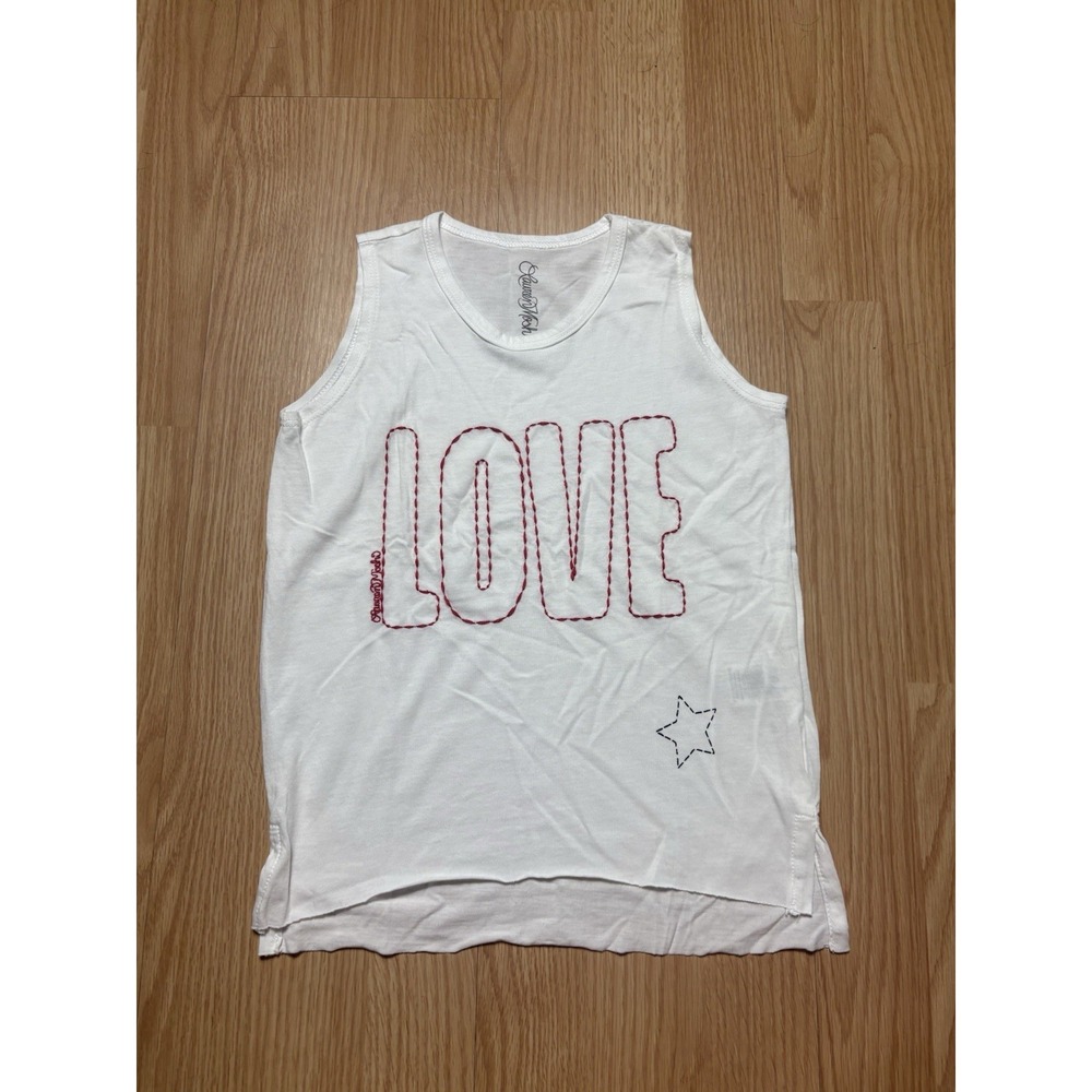 Lauren Moshi Love Stitched Red Star Girls Size 6 Tank Top Summer Sleeveless Cute